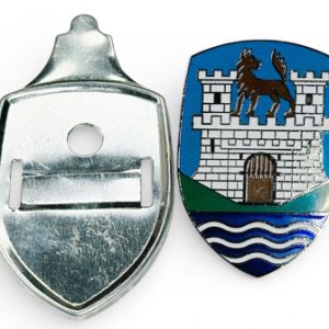 Hood Crest Badge, Wolfsburg Castle Blue With Aluminum Base, Bug -67