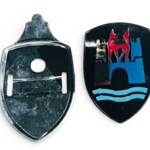 Hood Crest Badge, 'Wolfsburg Castle', With Black Base